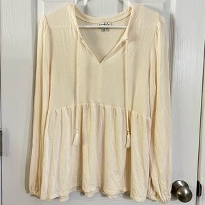 Wonderly boho long sleeve flowy top cream size medium